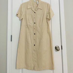 Liz Clairborne Tan Striped Dress Vintage